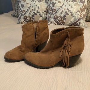 Camel/Brown Fringe Suede Booties